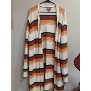 Velvety soft duster length striped cardigan by Natural Reflections size 2X